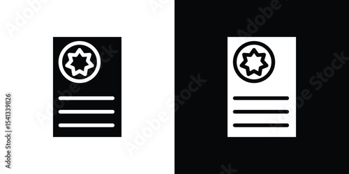License icon in flat black solid vector set