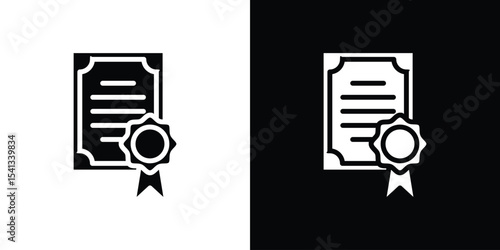 License icon in flat black solid vector set