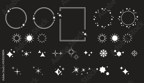 Stars Icons. Black Series. The set contains icons as Sparkle, Falling Star, firework, Twinkle, Glow, Star Shape, Celebritie,