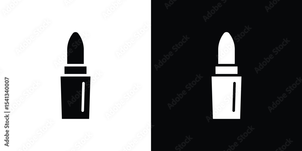 Obraz premium Lipstick icon in flat black solid vector set