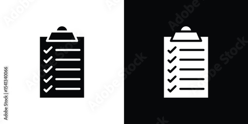 List check icon in flat black solid vector set