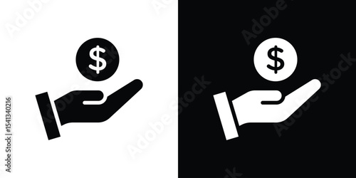loan icon in flat black solid vector set