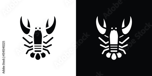 Lobster icon in flat black solid vector set