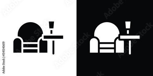 Lounge icon in flat black solid vector set