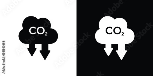 Low carbon dioxide icon in flat black solid vector set