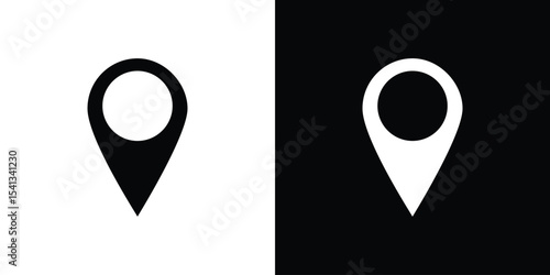 Map marker icon in flat black solid vector set