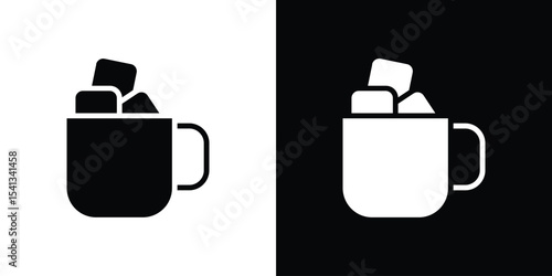 Marshmallows Mug icon in flat black solid vector set