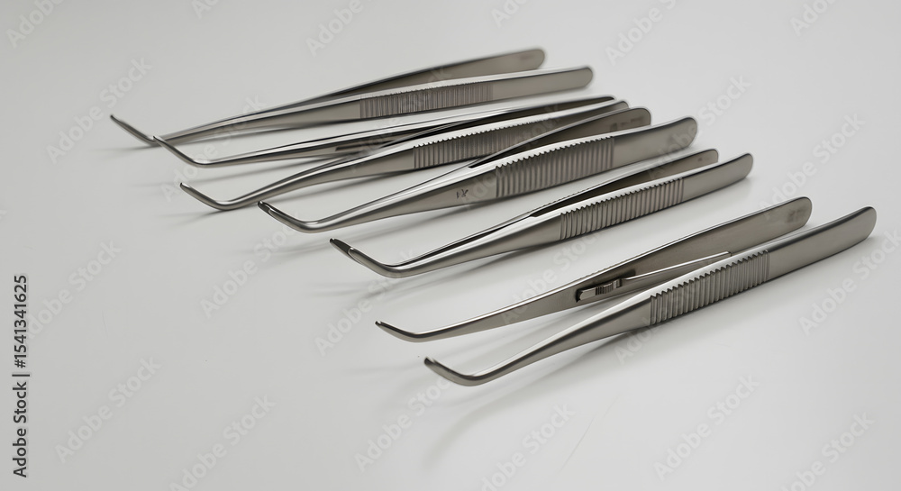 Stainless Surgical Tools on Surface PNG Stainless Surgical Tools on Surface PNG