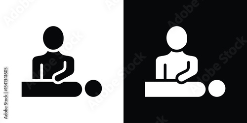 Massage icon in flat black solid vector set