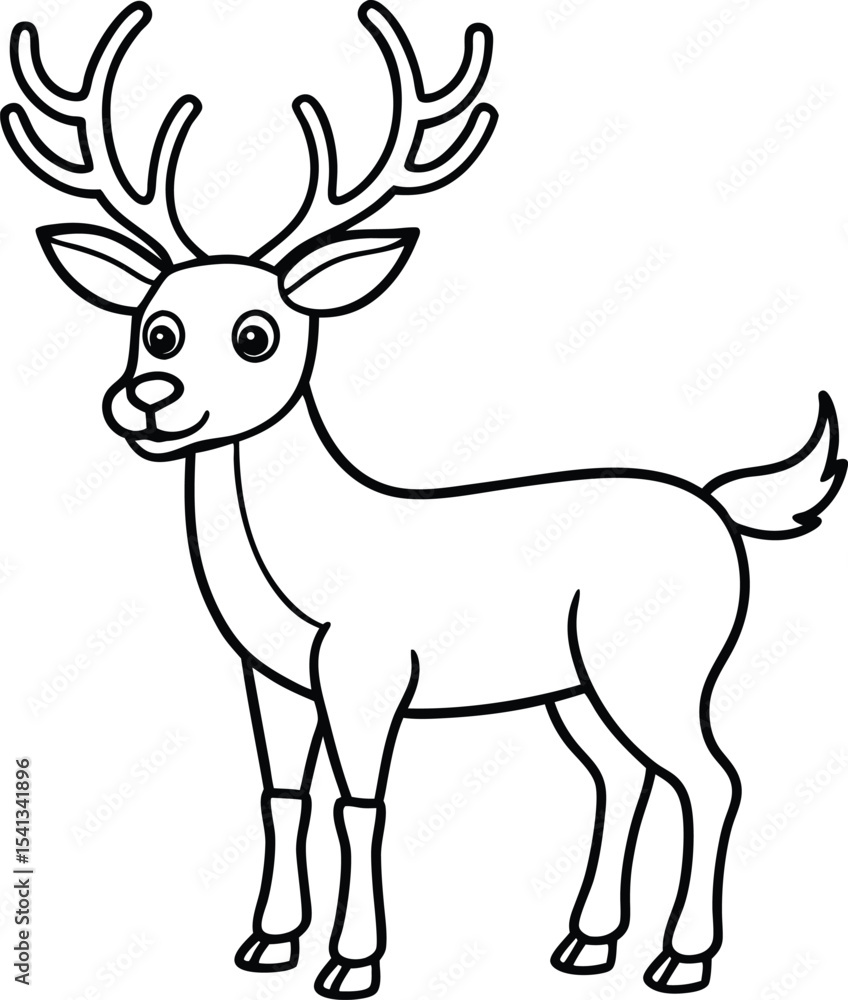 Obraz premium Reindeer Line Art Series Detailed Drawings of Caribou in Various Poses