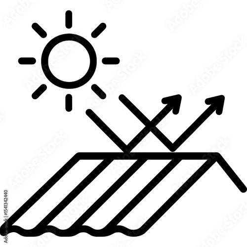 Heat-reflective coating roof surface outline icon vector