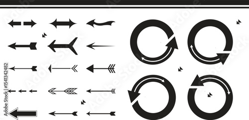 Set arrow icons. Collection different arrows sign. Set different cursor arrow direction symbols in flat style. Black arrows icons