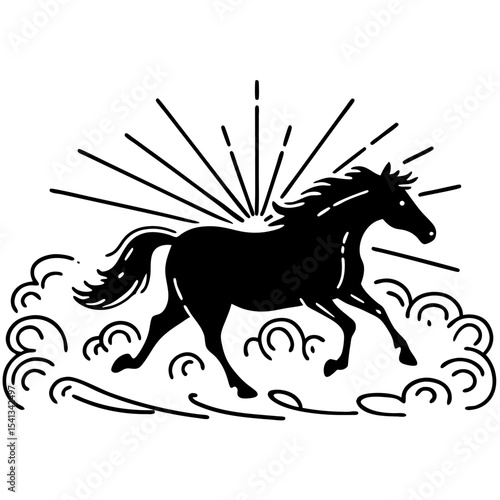 horse, animal, vector, illustration, stallion, silhouette, farm, running, black, mammal, run, equestrian, mane, equine, cartoon, pony, wild, mustang, gallop, art, nature, symbol, outline, design, mare