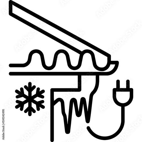 Ice dam prevention roof system outline icon vector
