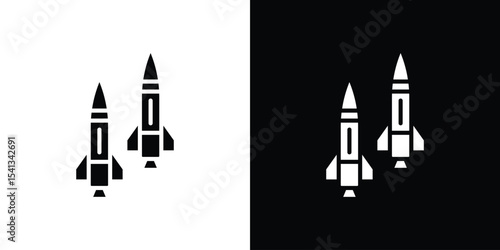 Missile icon in flat black solid vector set
