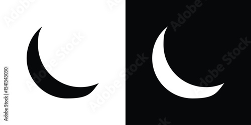 Moon icon in flat black solid vector set