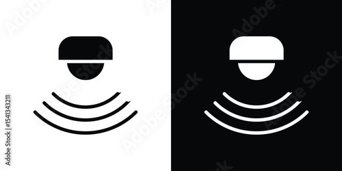 Motion sensor icon in flat black solid vector set