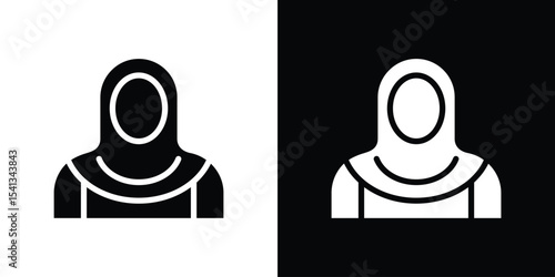 Muslim woman icon in flat black solid vector set