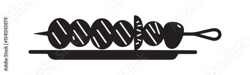 Meat Skewer and Kebab Silhouette Icon Vector Illustration