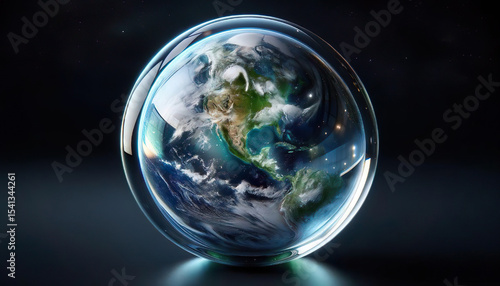 Wallpaper Mural Stunning AI created artwork of planet Earth encapsulated in a transparent glass sphere with cosmic atmosphere Torontodigital.ca