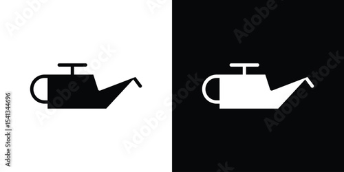 Oil can icon in flat black solid vector set