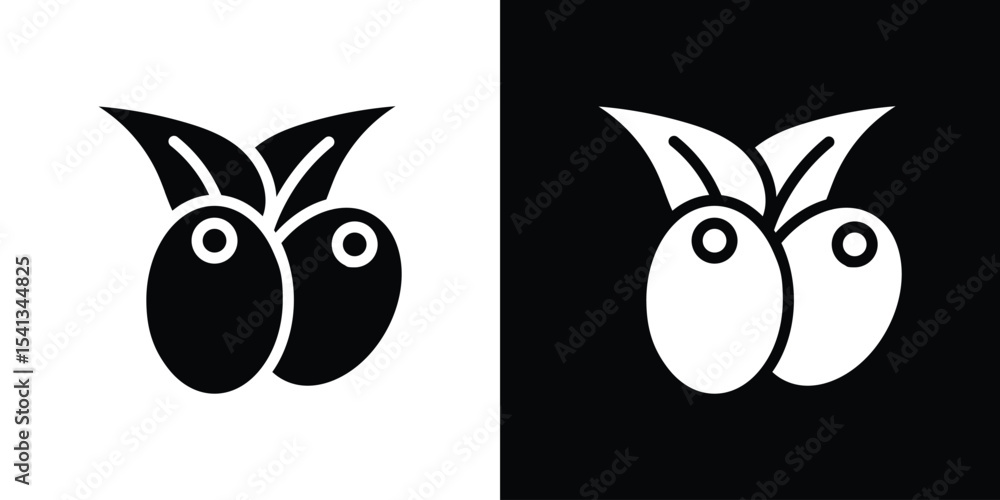 Obraz premium Olive icon in flat black solid vector set