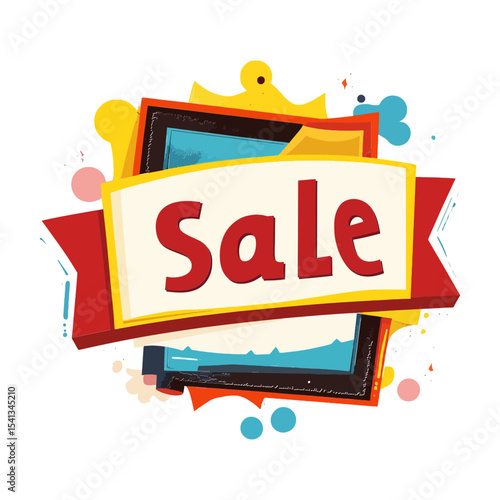 colorful "Sale" text in a vibrant bubble with dynamic lines and shapes, ideal for e-commerce sites, promotional blogs, or marketing campaigns.


