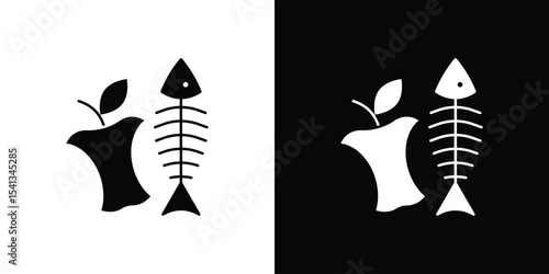 Organic waste icon in flat black solid vector set