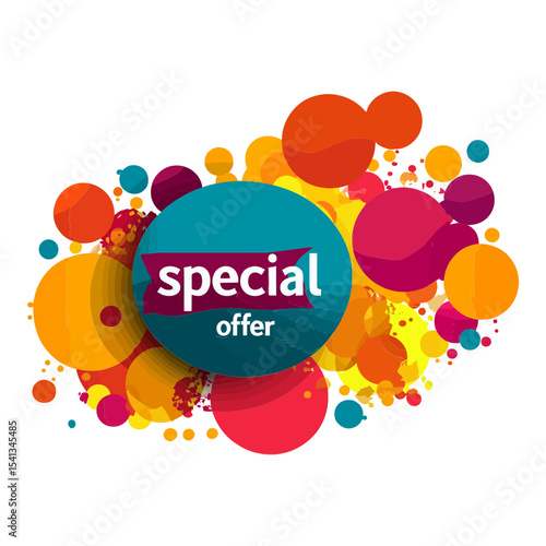 dynamic "special offer" bubble with colorful dots and splashes, ideal for e-commerce sites, promotional blogs, or marketing campaigns.

