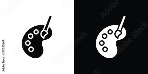 Palette icon in flat black solid vector set
