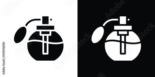 Parfum icon in flat black solid vector set