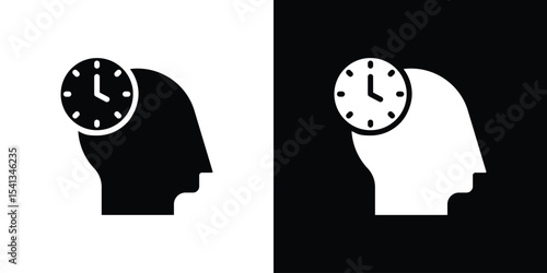 Patience icon in flat black solid vector set