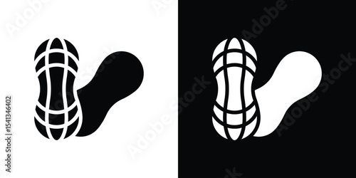 Peanut icon in flat black solid vector set