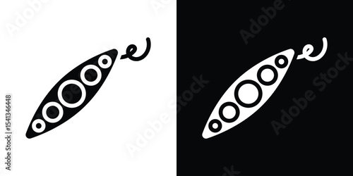 Peapod icon in flat black solid vector set