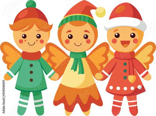 Three Delightful Gingerbread Angels Christmas Banner Advertisement festive