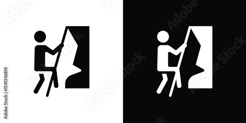 People Climbing icon in flat black solid vector set