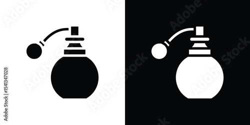 Perfume bottle icon in flat black solid vector set