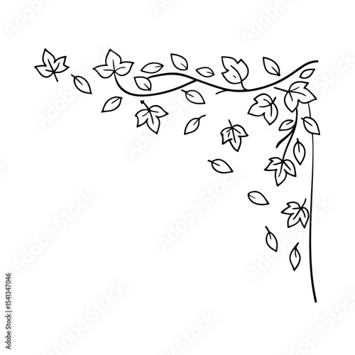Elegant black and white leaf border design element ideal for decorative graphic projects