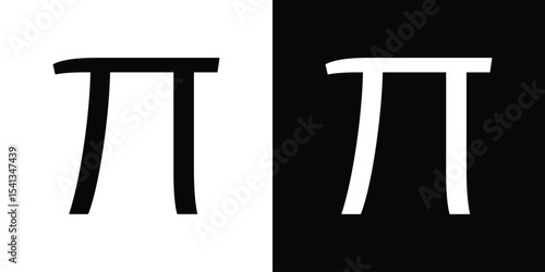 Pi icon in flat black solid vector set