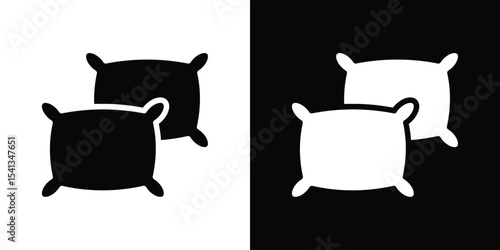 Pillow icon in flat black solid vector set
