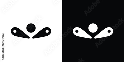 Pinball icon in flat black solid vector set