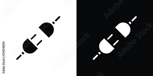 Plug connection icon in flat black solid vector set