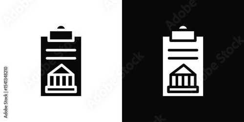 Policy icon in flat black solid vector set