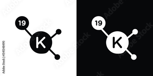 Potassium icon in flat black solid vector set