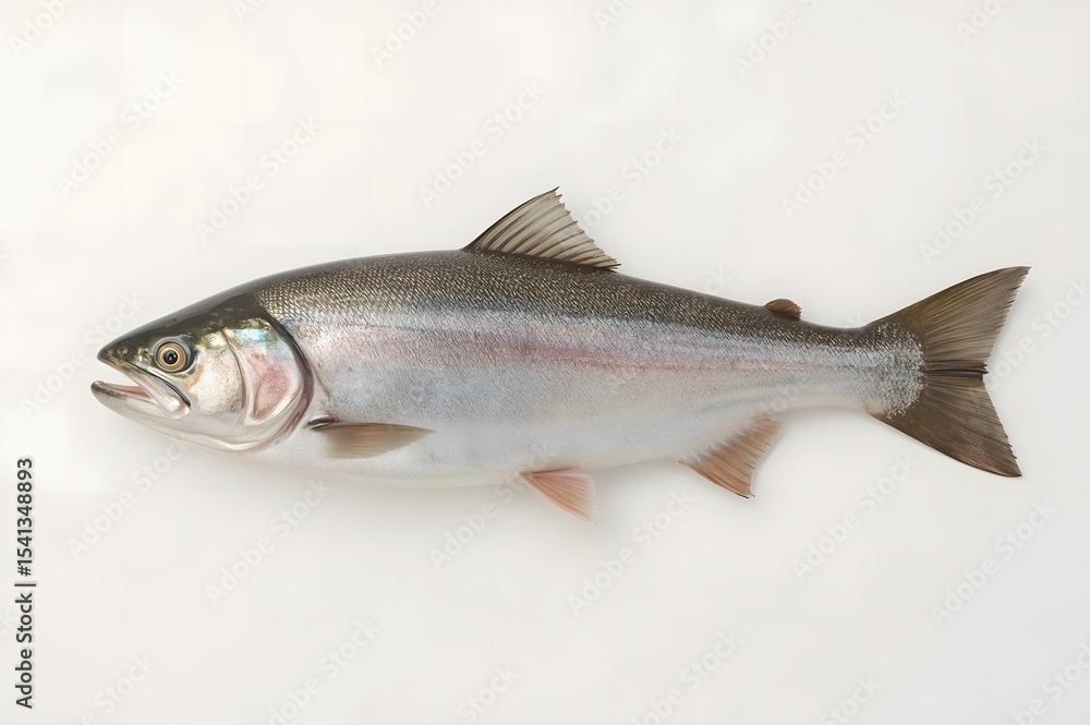 Naklejka premium Salmon, whole, on white background