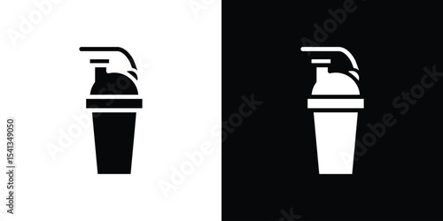 Protein shake icon in flat black solid vector set