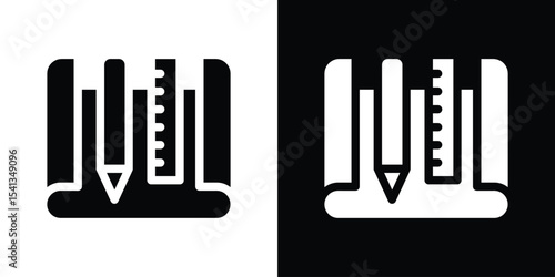 Prototyping icon in flat black solid vector set