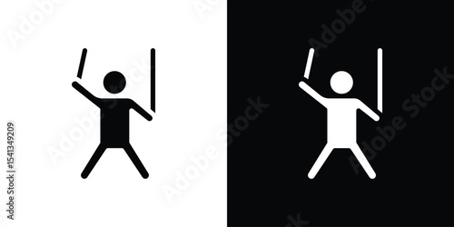 Puppet icon in flat black solid vector set