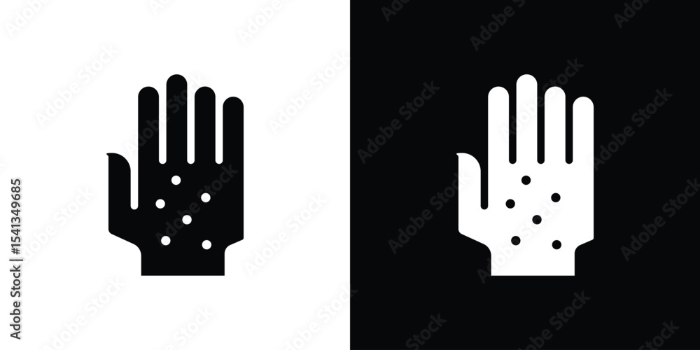 Fototapeta premium Rash hand icon in flat black solid vector set