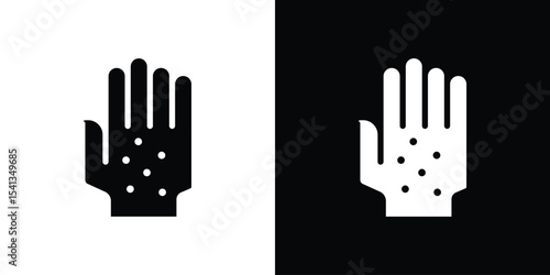 Rash hand icon in flat black solid vector set